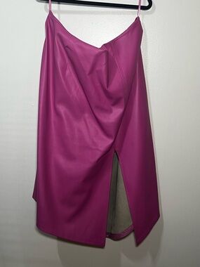 Anthropologie (Maeve) Barbie Pink Pleather Asymmetrical Skirt (US 22)